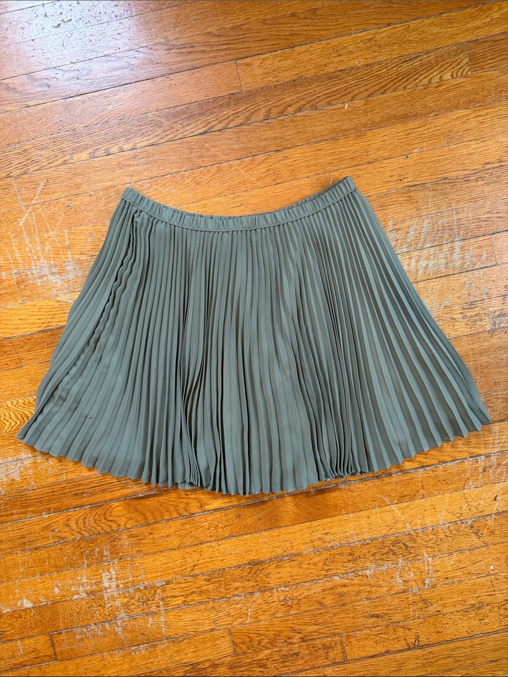 Banana Republic Olive Pleated Skater Skirt
